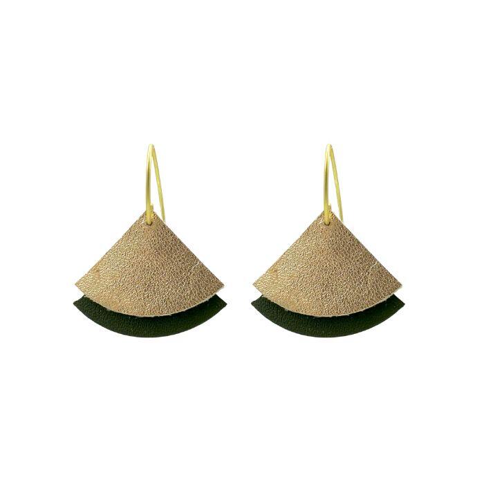 Boucles d'oreilles en cuir kaki écoresponsable