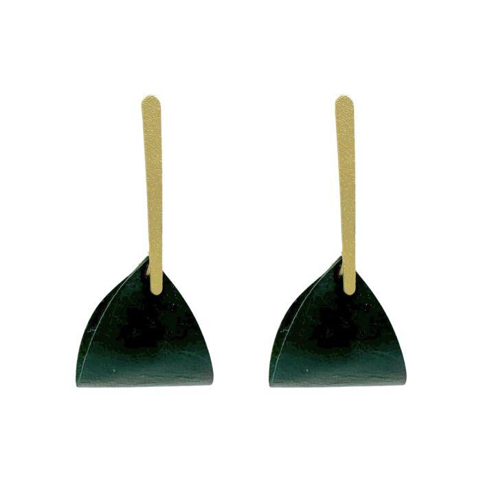 Boucles d'oreilles cuir fait main vert bouteille