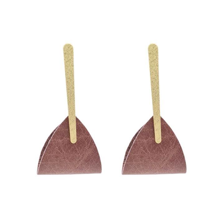 Boucles d'oreilles cuir fait main coloris mocha mousse