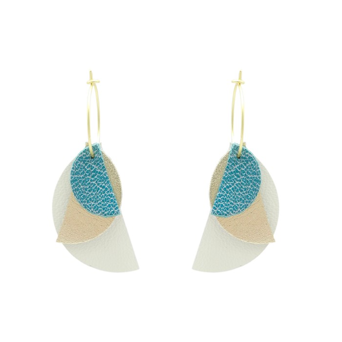 Boucles d'oreilles adaptées à ta colorimétrie coloris turquoise marbré. Saison été