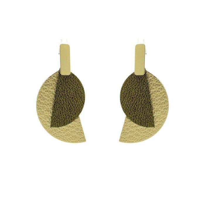 Boucles en cuir pour un cadeau ecoresponsable fête des mère kaki metal