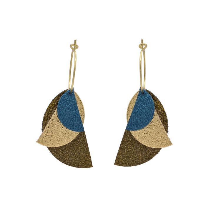 Boucles d'oreilles adaptées à ta colorimétrie cuir vert métalisé