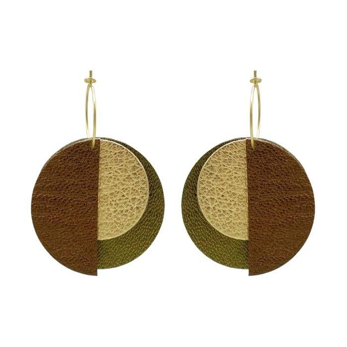 Boucles made in France bronze et kaki métal