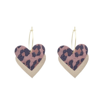 Boucles en forme de cœur léopard rose parfaite pour la saison été
